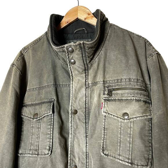 Levis Jacket Size XXL Coat Khaki Green Brown Chore Work Utility Pockets Quilted - Picture 3 of 13